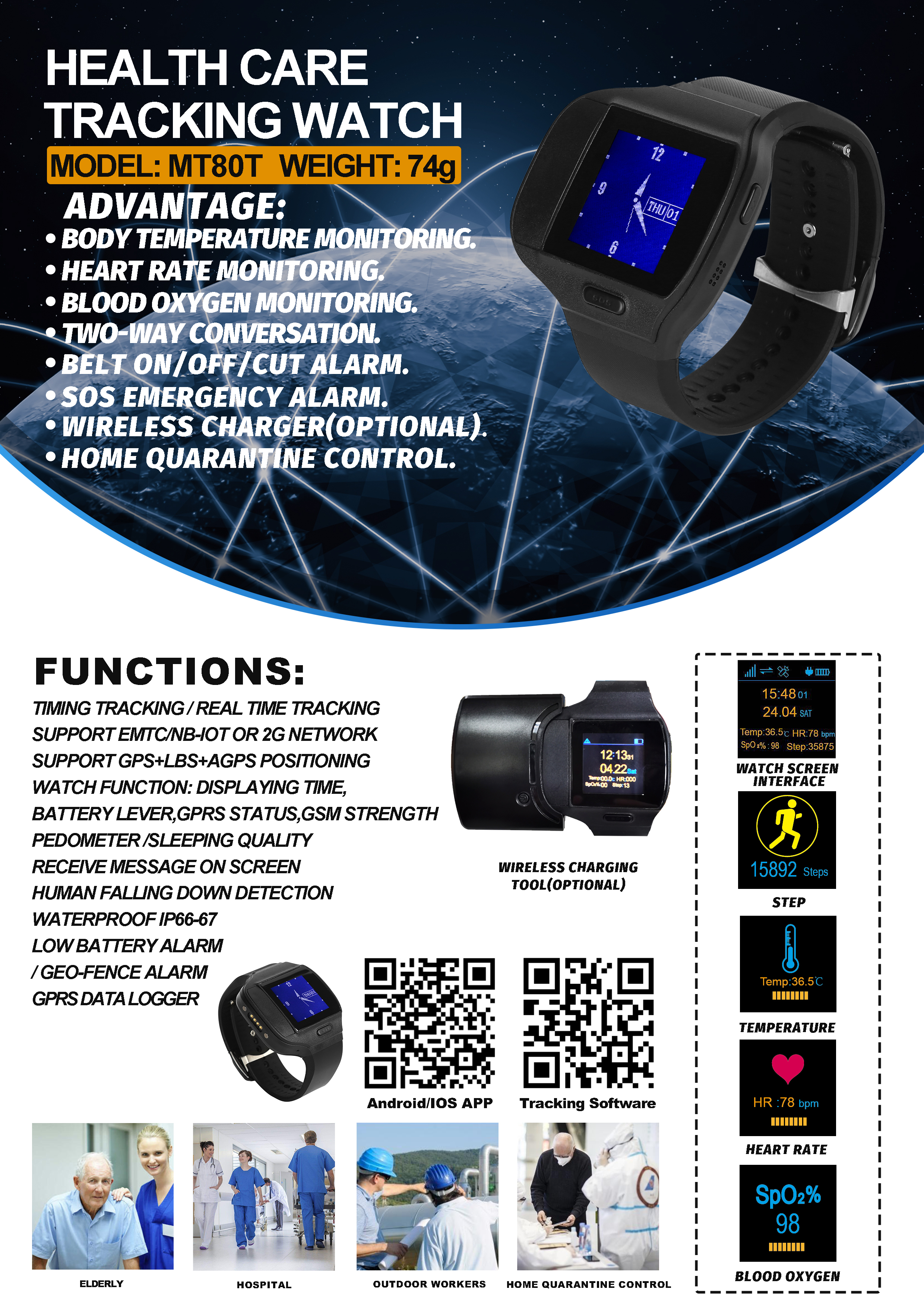 MT80T Gesundheits-Tracker-Armband